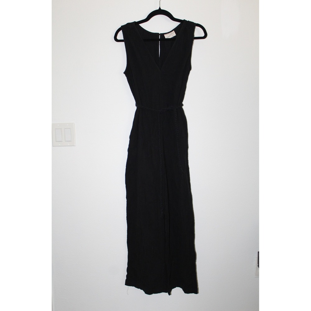 Universal Thread Women's Black Gauze Sleeveless Wide Leg Jumpsuit Braided Tie XS
